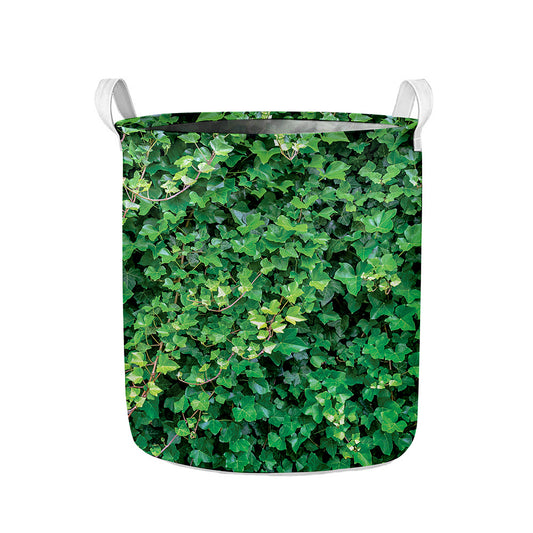 Green Ivy Wall Print Collapsible Laundry Basket