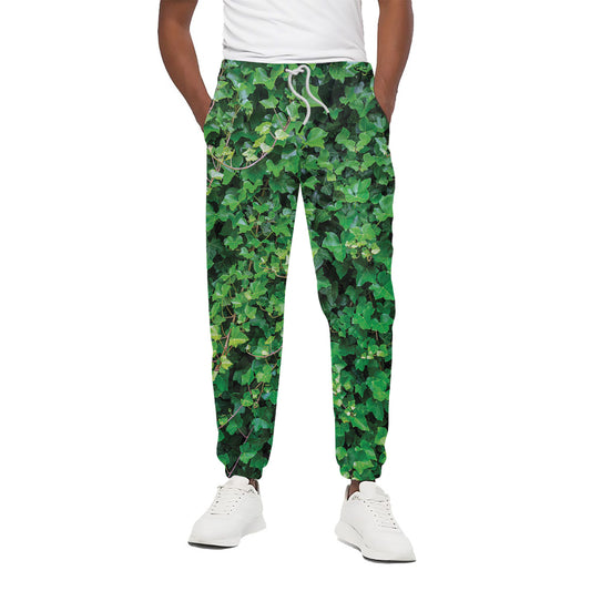 Green Ivy Wall Print Cotton Pants