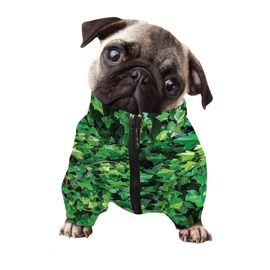 Green Ivy Wall Print Dog Zip Up Jacket