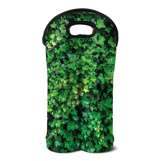 Green Ivy Wall Print Double Neoprene Wine Tote