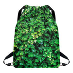 Green Ivy Wall Print Drawstring Backpack