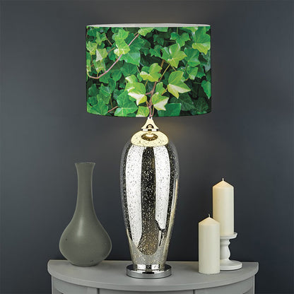 Green Ivy Wall Print Drum Lamp Shade