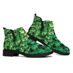 Green Ivy Wall Print Flat Ankle Boots