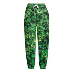 Green Ivy Wall Print Fleece Lined Knit Pants