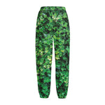 Green Ivy Wall Print Fleece Lined Knit Pants