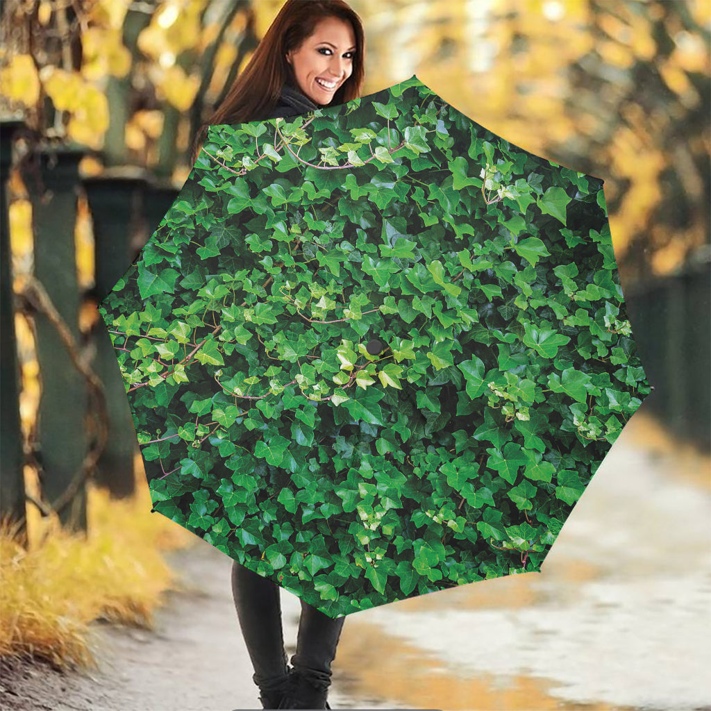 Green Ivy Wall Print Foldable Umbrella