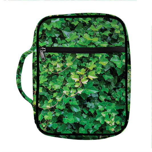 Green Ivy Wall Print Front Pocket Bible Bag