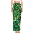 Green Ivy Wall Print High Slit Maxi Skirt