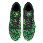 Green Ivy Wall Print High Top Leather Sneakers