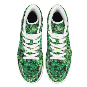 Green Ivy Wall Print High Top Leather Sneakers