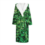 Green Ivy Wall Print Hooded Bathrobe