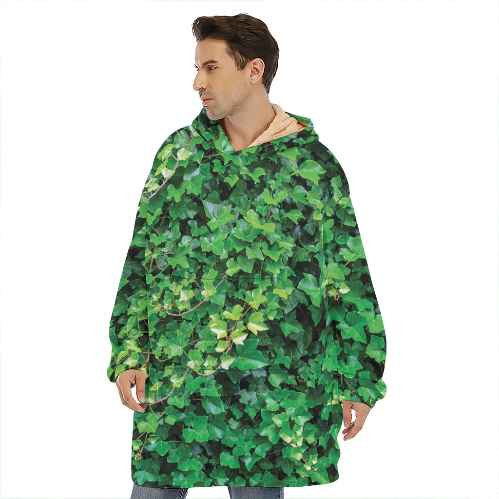 Green Ivy Wall Print Hoodie Blanket