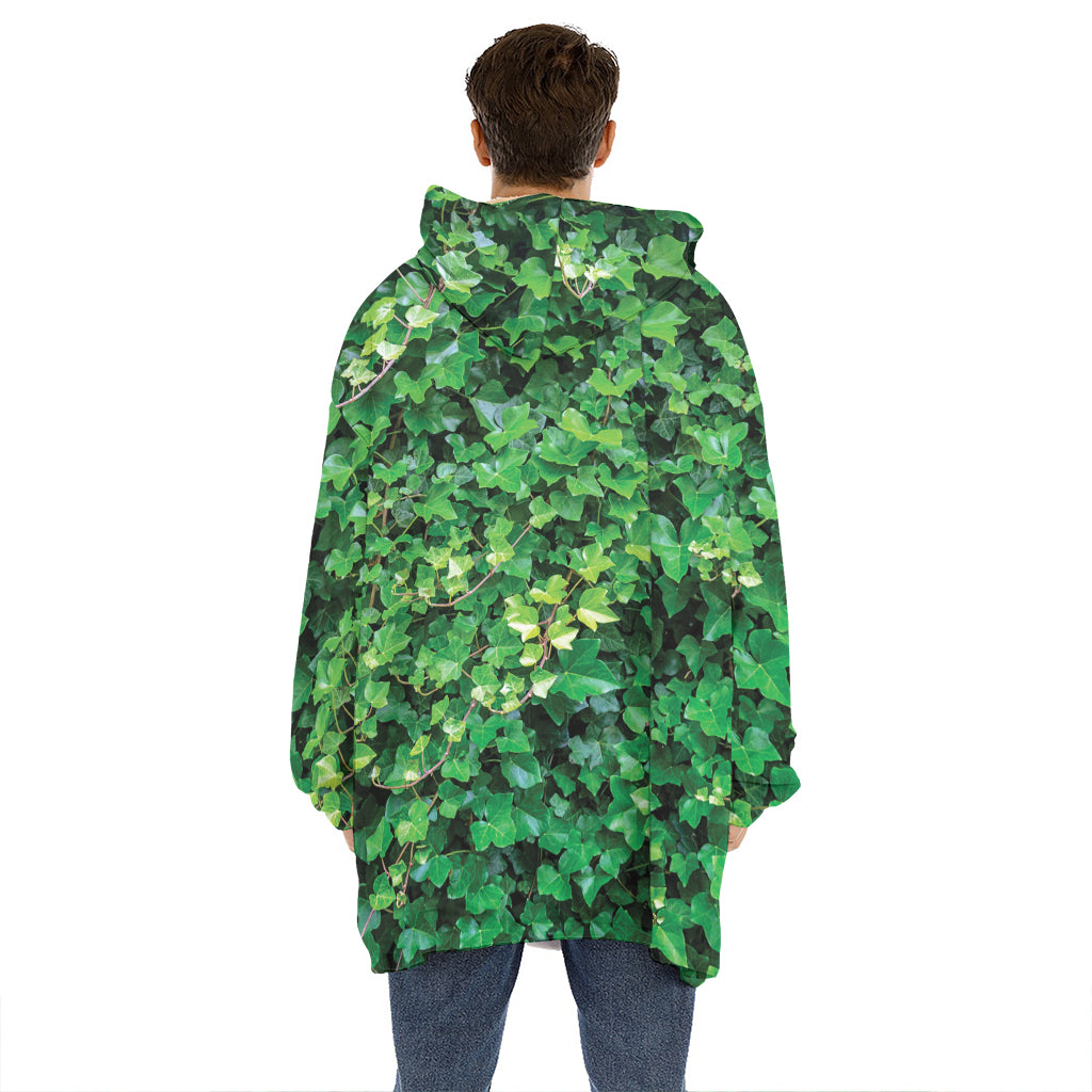 Green Ivy Wall Print Hoodie Blanket
