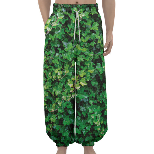 Green Ivy Wall Print Lantern Pants