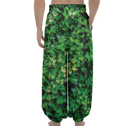 Green Ivy Wall Print Lantern Pants