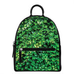 Green Ivy Wall Print Leather Backpack
