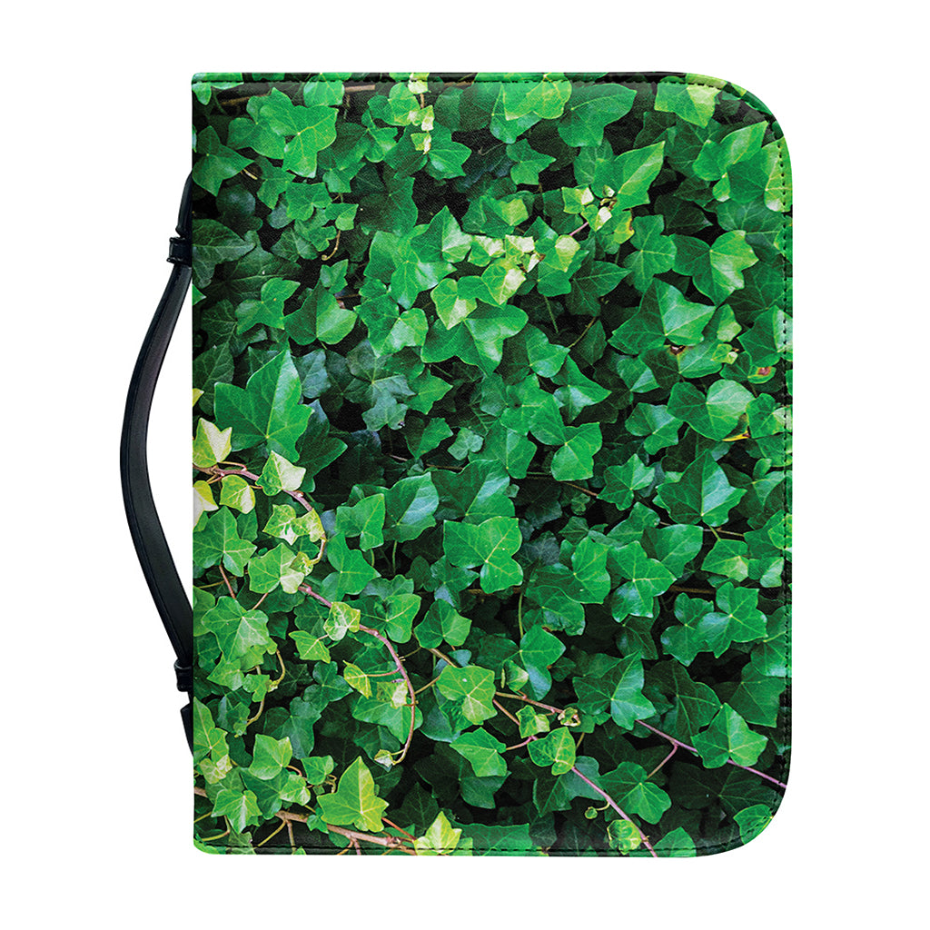 Green Ivy Wall Print Leather Bible Cover
