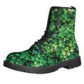 Green Ivy Wall Print Lace-Up Boots
