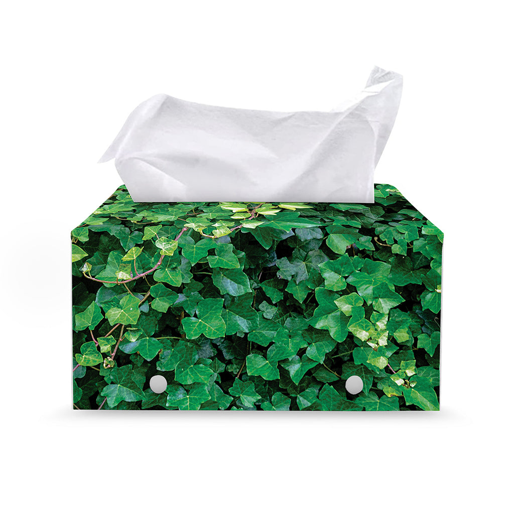 Green Ivy Wall Print Leather Tissue Box Cover