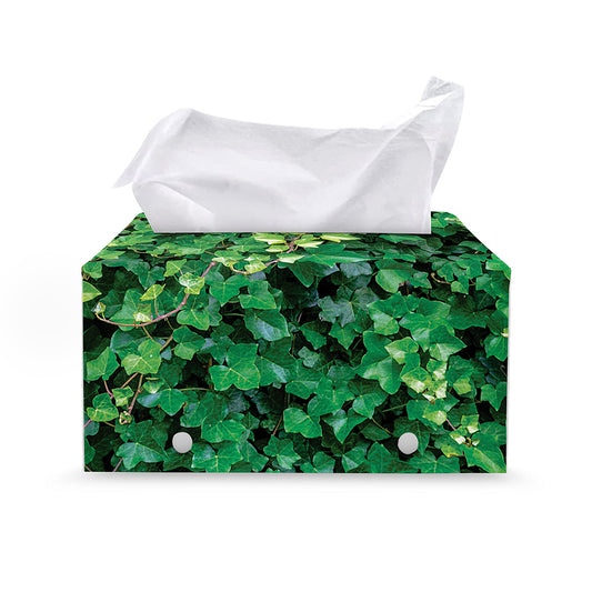 Green Ivy Wall Print Leather Tissue Box Cover