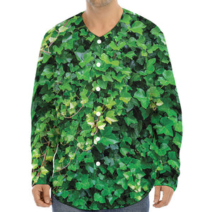 Green Ivy Wall Print Long Sleeve Baseball Jersey