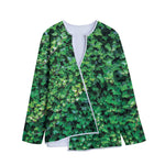 Green Ivy Wall Print Long Sleeve Short Coat