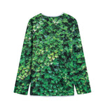 Green Ivy Wall Print Long Sleeve Short Coat