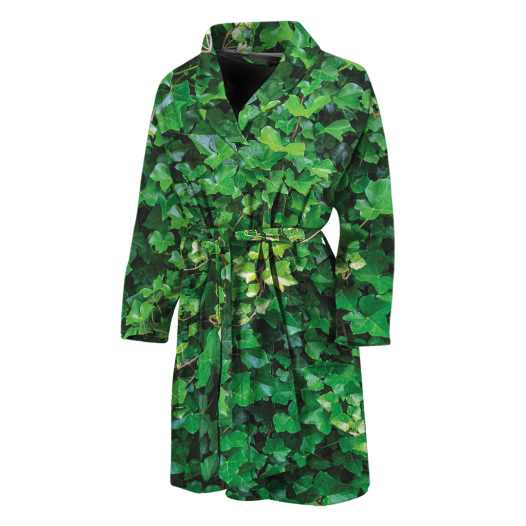 Green Ivy Wall Print Men's Bathrobe