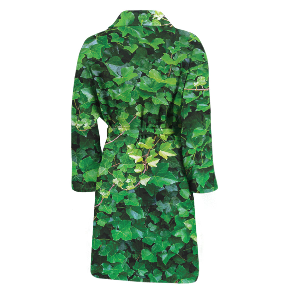Green Ivy Wall Print Men's Bathrobe