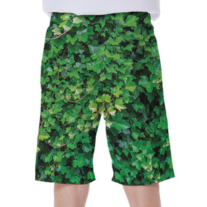 Green Ivy Wall Print Men's Beach Shorts