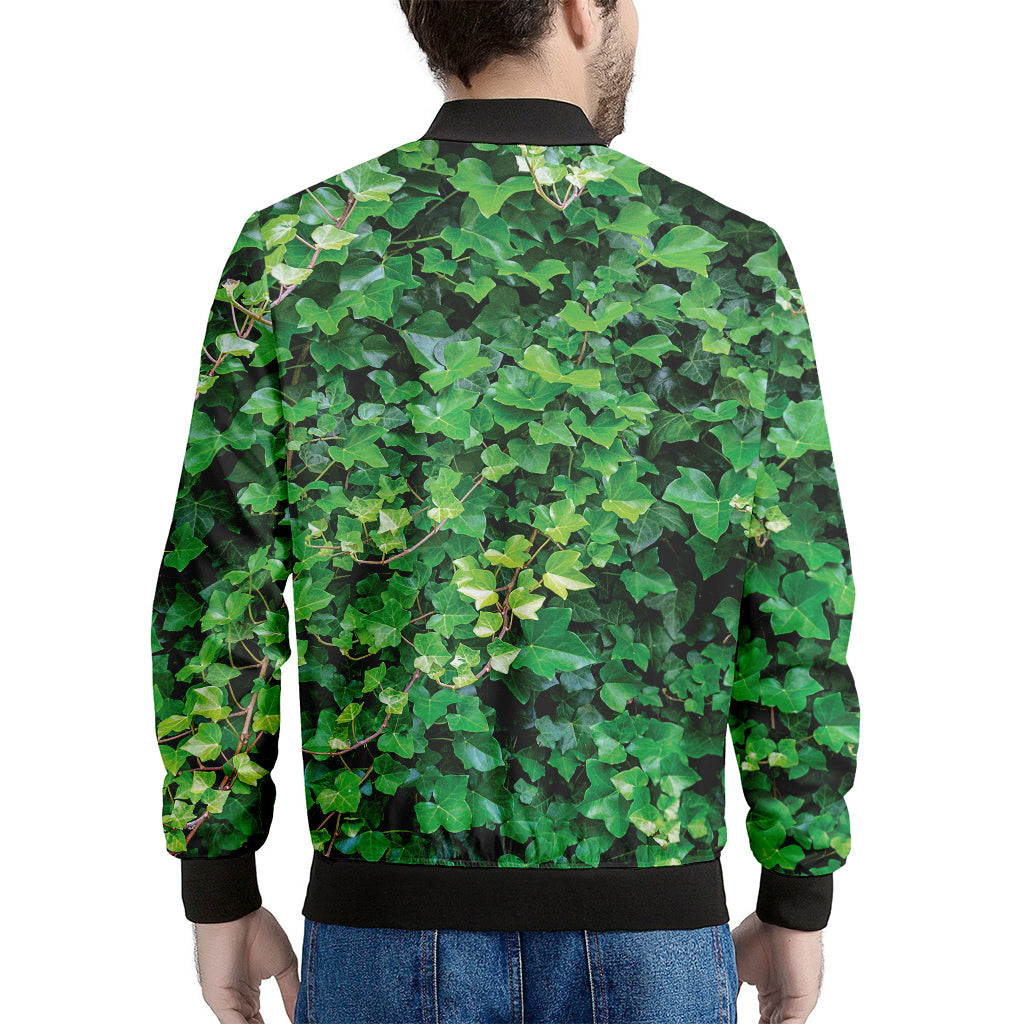 Green Ivy Wall Print Men's Bomber Jacket