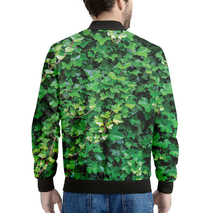 Green Ivy Wall Print Men's Bomber Jacket