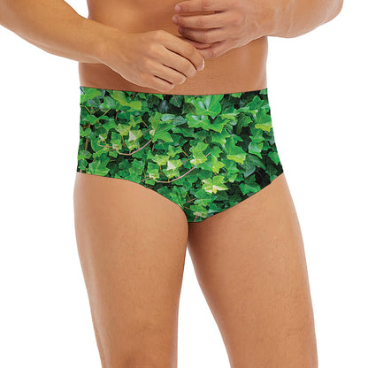 Green Ivy Wall Print Men's Briefs
