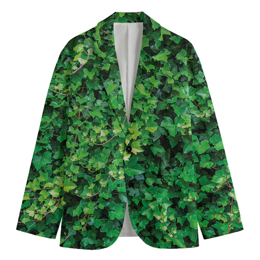 Green Ivy Wall Print Men's Cotton Blazer