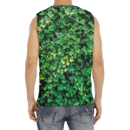 Green Ivy Wall Print Men's Fitness Tank Top
