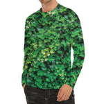 Green Ivy Wall Print Men's Long Sleeve Rash Guard
