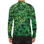 Green Ivy Wall Print Men's Long Sleeve Rash Guard