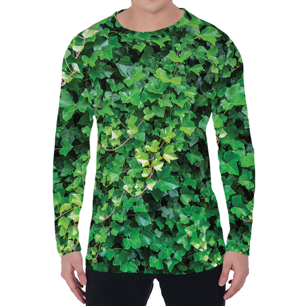 Green Ivy Wall Print Men's Long Sleeve T-Shirt