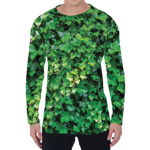 Green Ivy Wall Print Men's Long Sleeve T-Shirt