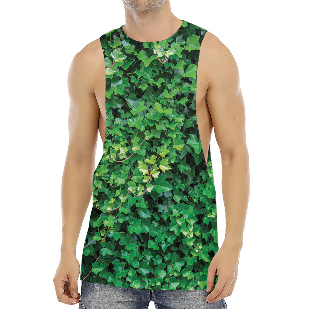 Green Ivy Wall Print Men's Muscle Tank Top