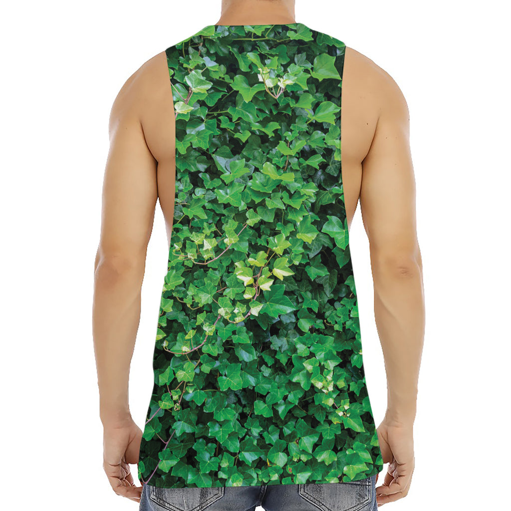 Green Ivy Wall Print Men's Muscle Tank Top