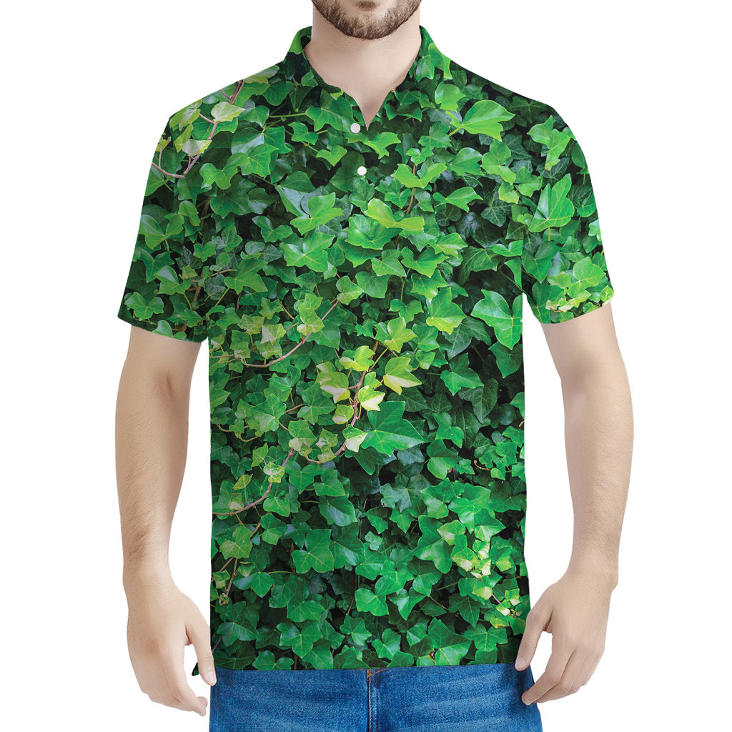 Green Ivy Wall Print Men's Polo Shirt