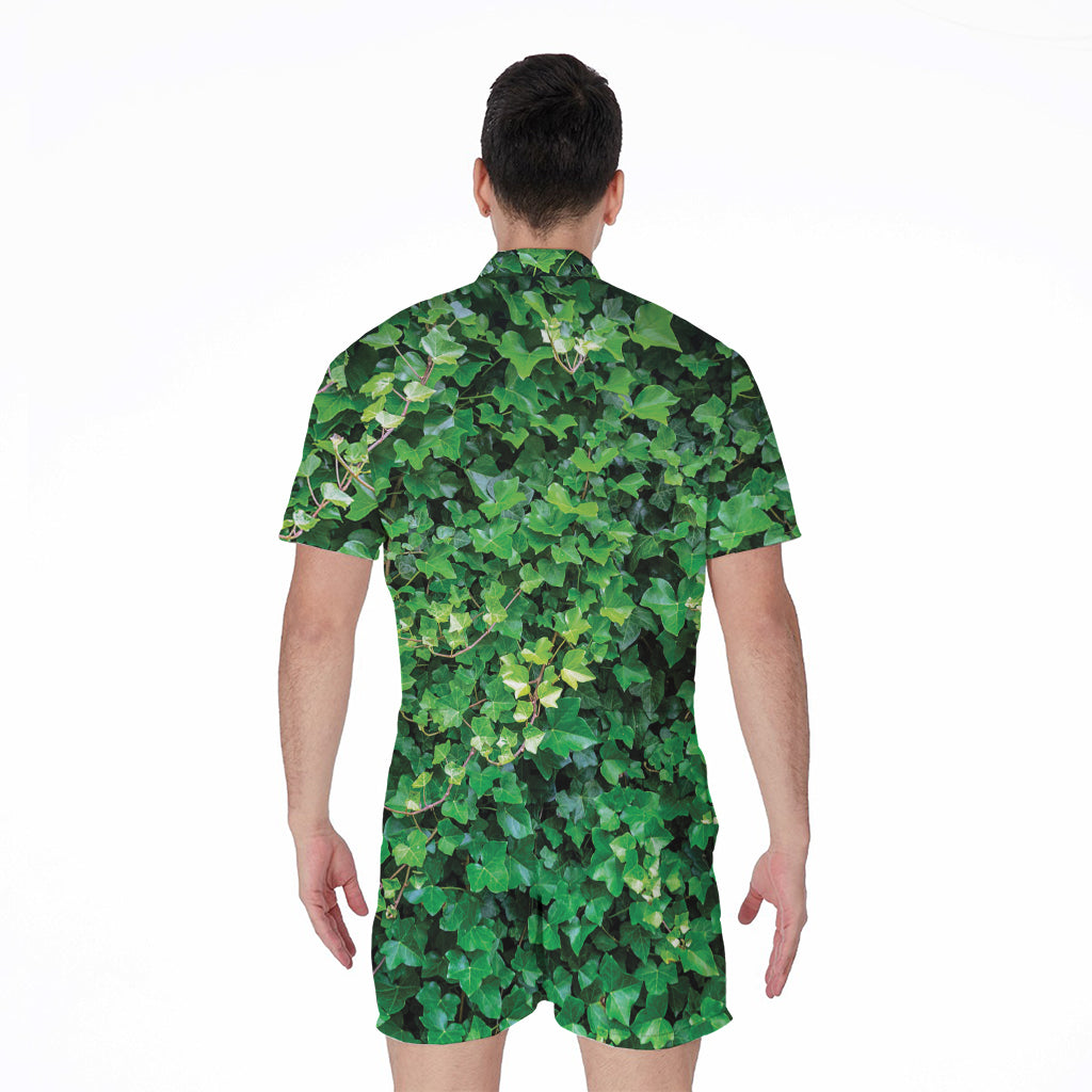Green Ivy Wall Print Men's Rompers