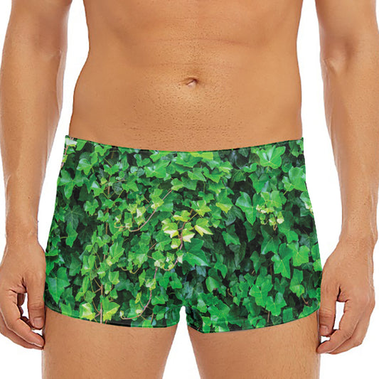 Green Ivy Wall Print Men's Short Boxer Briefs