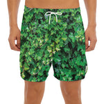 Green Ivy Wall Print Men's Split Running Shorts
