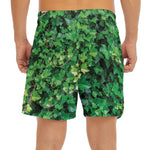 Green Ivy Wall Print Men's Split Running Shorts