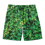 Green Ivy Wall Print Men's Swim Trunks