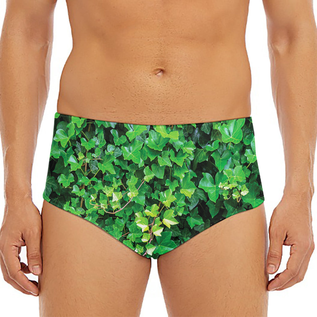 Green Ivy Wall Print Men's Triangle Swim Briefs