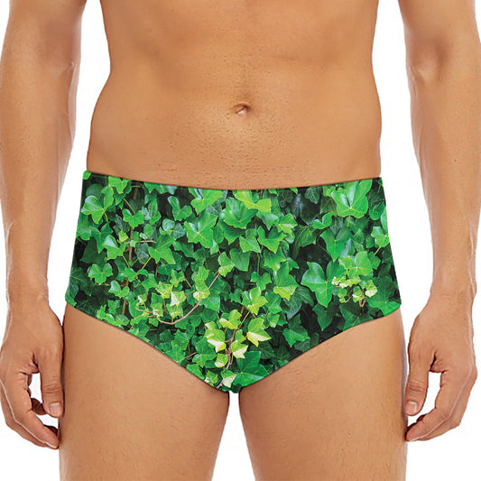 Green Ivy Wall Print Men's Triangle Swim Briefs