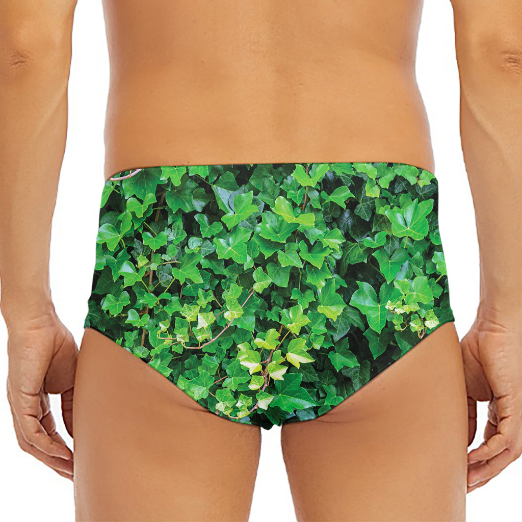 Green Ivy Wall Print Men's Triangle Swim Briefs